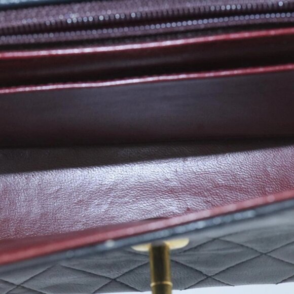 CHANEL Mini Matelasse Chain Flap Shoulder Bag Lamb Skin Black Gold Auth 28471AM - Picture 12 of 16